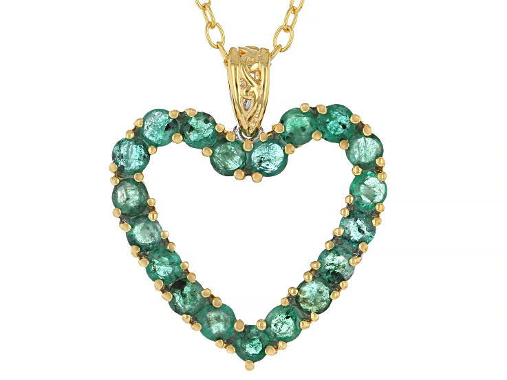 Grizzly Emerald Rhodium/24k Yellow Gold Over Palladium Sterling Silver Pendant/chain 2.24ctw