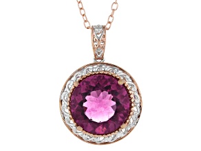 Fuschia Pink Fluorite Rhod/24k Yellow Gold Over Palladium Sterling Silver Pendant With Chain 3.65ct