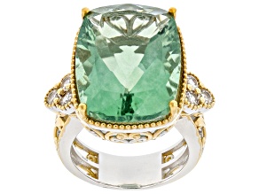 Mint Fluorite, Zircon Rhodium/24k Yellow Gold Over Palladium Sterling Silver Ring 23.79ctw