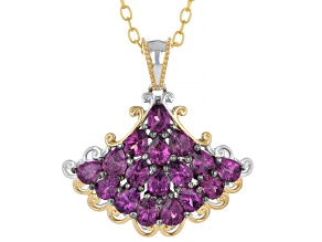 Color Shift Garnet Rhodium And 24k Gold Over Palladium Sterling Silver With Chain 3.40ctw