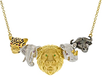 Picture of Ruby, Chrome Rhodium And 24k Gold Over Palladium Sterling Silver Safari Necklace 0.10ctw