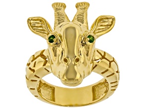 Chrome Diopside 24k Yellow Gold Over Palladium Sterling Silver Giraffe Ring 0.07ctw
