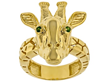 Picture of Chrome Diopside 24k Yellow Gold Over Palladium Sterling Silver Giraffe Ring 0.07ctw