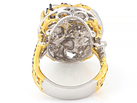 Multi-Gemstone Rhodium And 24k Gold Over Palladium Sterling Silver
