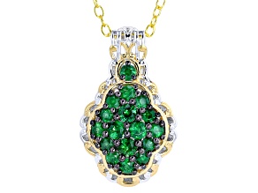 Tsavorite Pendant Rhodium/24k Yellow Gold Over Palladium Sterling Silver Pendant With Chain 1.27ctw