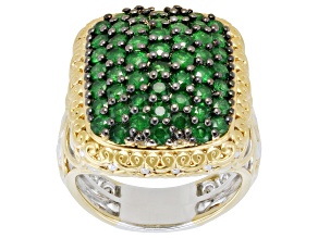 Tsavorite Rhodium/24k Yellow Gold Over Palladium Sterling Silver Ring 2.65ctw