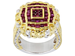 Ruby Rhodium And 24k Yellow Gold Over Palladium Sterling Silver Ring 1.44ctw