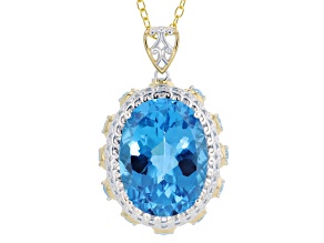 Topaz Rhod/24k Yellow Gold Over Palladium Stelring Silver Pend/Chain 24.45ctw