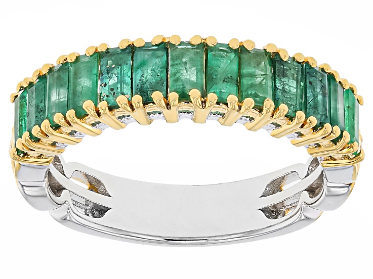 Grizzly Emerald Rhodium/24k Yellow Gold Over Palladium Sterling Silver Ring 1.25ctw