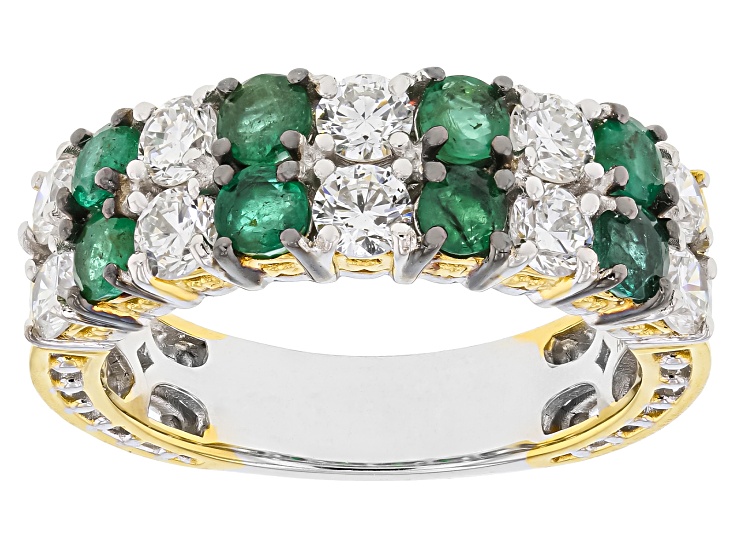 Lab Grown Diamond, Grizzly Emerald Rhodium/24k Gold Over Palladium Sterling Silver Ring 2.06ctw