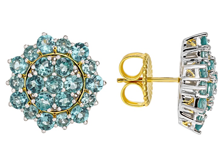Dauphin Apatite Rhodium/24k Yellow Gold Over Palladium Sterling Silver Earrings 4.57ctw