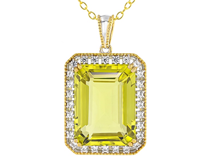 Ouro Verde & Zircon Rhodium/24k Yellow Gold Over Palladium Sterling Pendant/Chain 23.06ctw