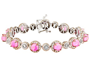 Pink Ethiopian Opal Rhodium & 18K Rose Gold Over Palladium Sterling Silver Bracelet 7.59ctw