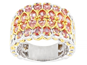 Orange Padparadscha Sapphire Rhodium/24k Yellow Gold Over Pallidum Sterling Silver Ring 2.43ctw