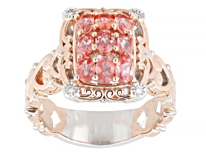 Orange Padparadscha Sapphire Rhodium/18k Gold Over Palladium Sterling Silver Ring 1.31ctw