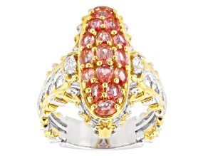 Orange Padparadscha Sapphire Rhodium/24k Gold Over Palladium Sterling Silver Ring 1.82ctw