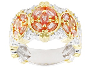 Orange Padparadscha Sapphire Rhodium/24k Gold Over Palladium Sterling Silver Ring 1.81ctw