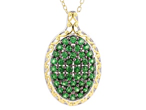 Tsavorite Garnet Rhodium/24k Yellow Gold Over Palladium Sterling Silver Pendant with Chain 2.73ctw