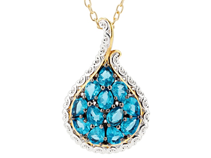 Neon Apatite Rhod/24k Yellow Gold Over Palladium Sterling Silver Pendant With Chain 1.88ctw