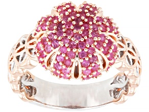 Hot Pink Sapphire Rhod/24k Yellow Gold Over Palaldium Sterling Silver Ring 1.04ctw