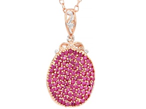 Hot Pink Sapphire Wave Rhod/24k Yellow Gold Over Palladium Sterling Silver Pendant w/chain 1.17ctw