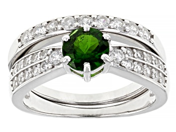 Picture of Green Chrome Diopside Rhodium Over Sterling Silver Ring Set