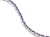 Blue Tanzanite Rhodium Over Sterling Silver Heart Tennis Bracelet 5.19ctw