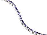 Blue Tanzanite Rhodium Over Sterling Silver Heart Tennis Bracelet 5.19ctw