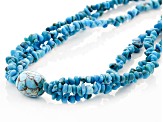 Blue Composite Turquoise with Kingman Turquoise Chips Rhodium Over Sterling Silver Necklace