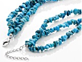Blue Composite Turquoise with Kingman Turquoise Chips Rhodium Over Sterling Silver Necklace
