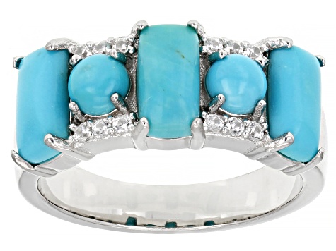 Turquoise Rhodium Over Sterling Silver Ring