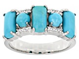 Turquoise Rhodium Over Sterling Silver Ring