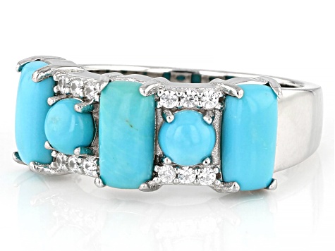 Turquoise Rhodium Over Sterling Silver Ring