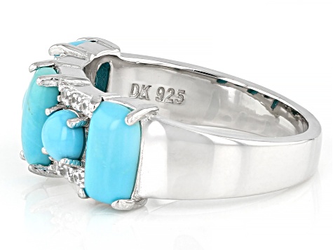 Turquoise Rhodium Over Sterling Silver Ring