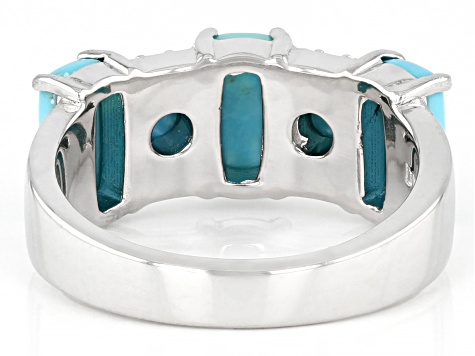 Turquoise Rhodium Over Sterling Silver Ring