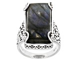 Gray Labradorite Sterling Silver Solitaire Ring