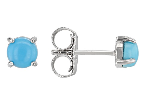 Blue Sleeping Beauty Turquoise Rhodium Over Sterling Silver Stud Earring Set Of 3