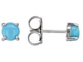 Blue Sleeping Beauty Turquoise Rhodium Over Sterling Silver Stud Earring Set Of 3