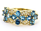London Blue Topaz 18k Yellow Gold Over Sterling Silver Band Ring 1.80ctw