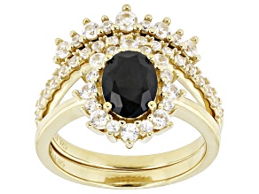Black Spinel 18k Yellow Gold Over Sterling Silver Ring Set Of 2 2.38ctw