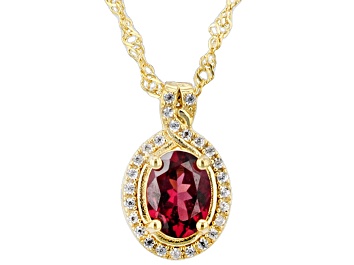 Picture of Raspberry Rhodolite 18k Yellow Gold Over Sterling Silver Pendant With Chain 1.41ctw