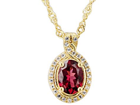 Raspberry Rhodolite 18k Yellow Gold Over Sterling Silver Pendant With Chain 1.41ctw