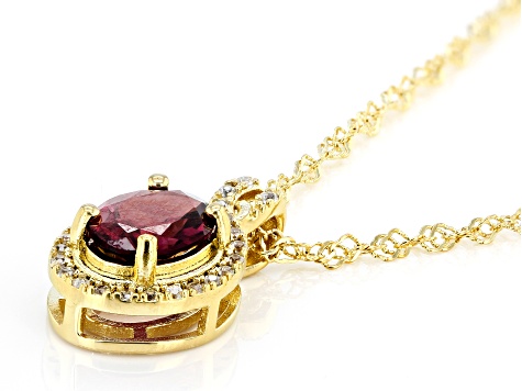 Raspberry Rhodolite 18k Yellow Gold Over Sterling Silver Pendant With Chain 1.41ctw