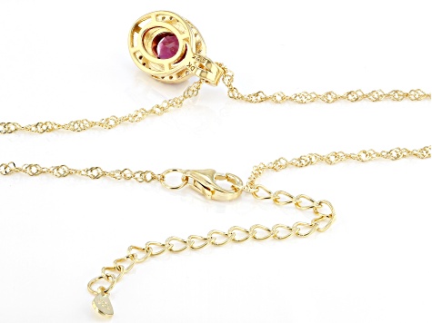 Raspberry Rhodolite 18k Yellow Gold Over Sterling Silver Pendant With Chain 1.41ctw