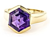 Purple Amethyst 18k Yellow Gold Over Sterling Silver Solitaire Ring 4.05ct