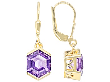 Picture of Purple African Amethyst 18k Yellow Gold Over Sterling Silver Earrings 4.50ctw