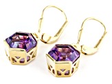 Purple African Amethyst 18k Yellow Gold Over Sterling Silver Earrings 4.50ctw