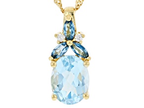 Sky Blue Topaz 18k Yellow Gold Over Sterling Silver Pendant With Chain