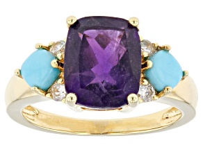 Purple Amethyst 18k Yellow Gold Over Sterling Silver Ring 2.57ctw