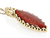 Red Sponge Coral 18k Yellow Gold Over Sterling Silver Pendant With Chain